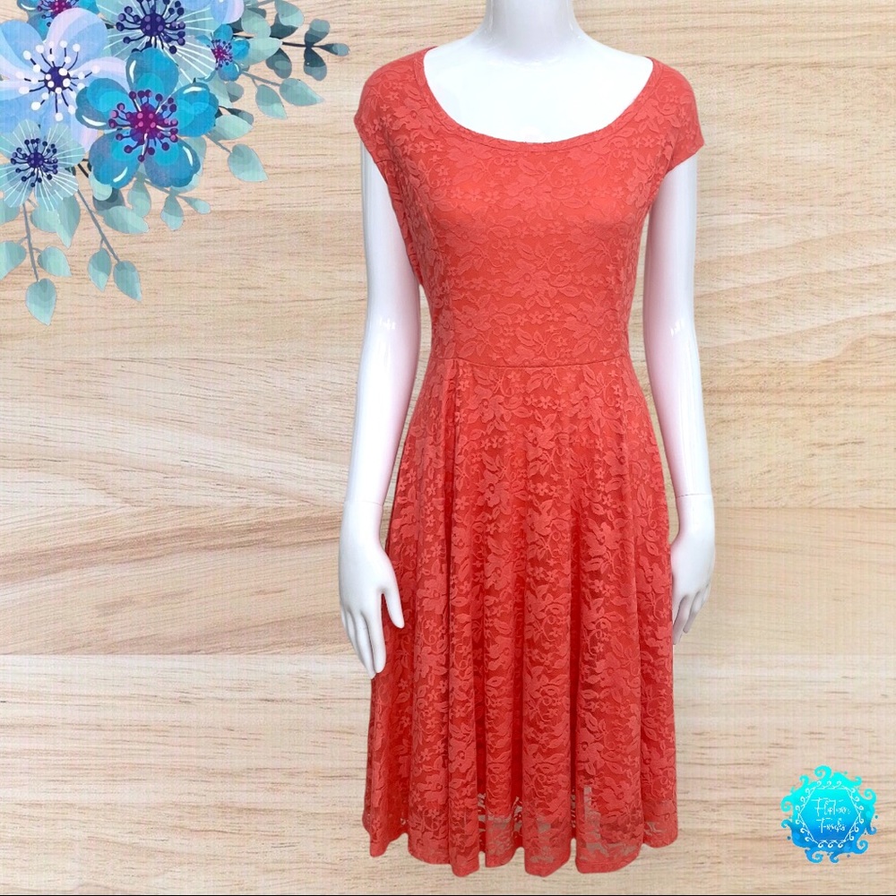 Torrid Coral Lace Keyhole Back A-Line Dress; 2X